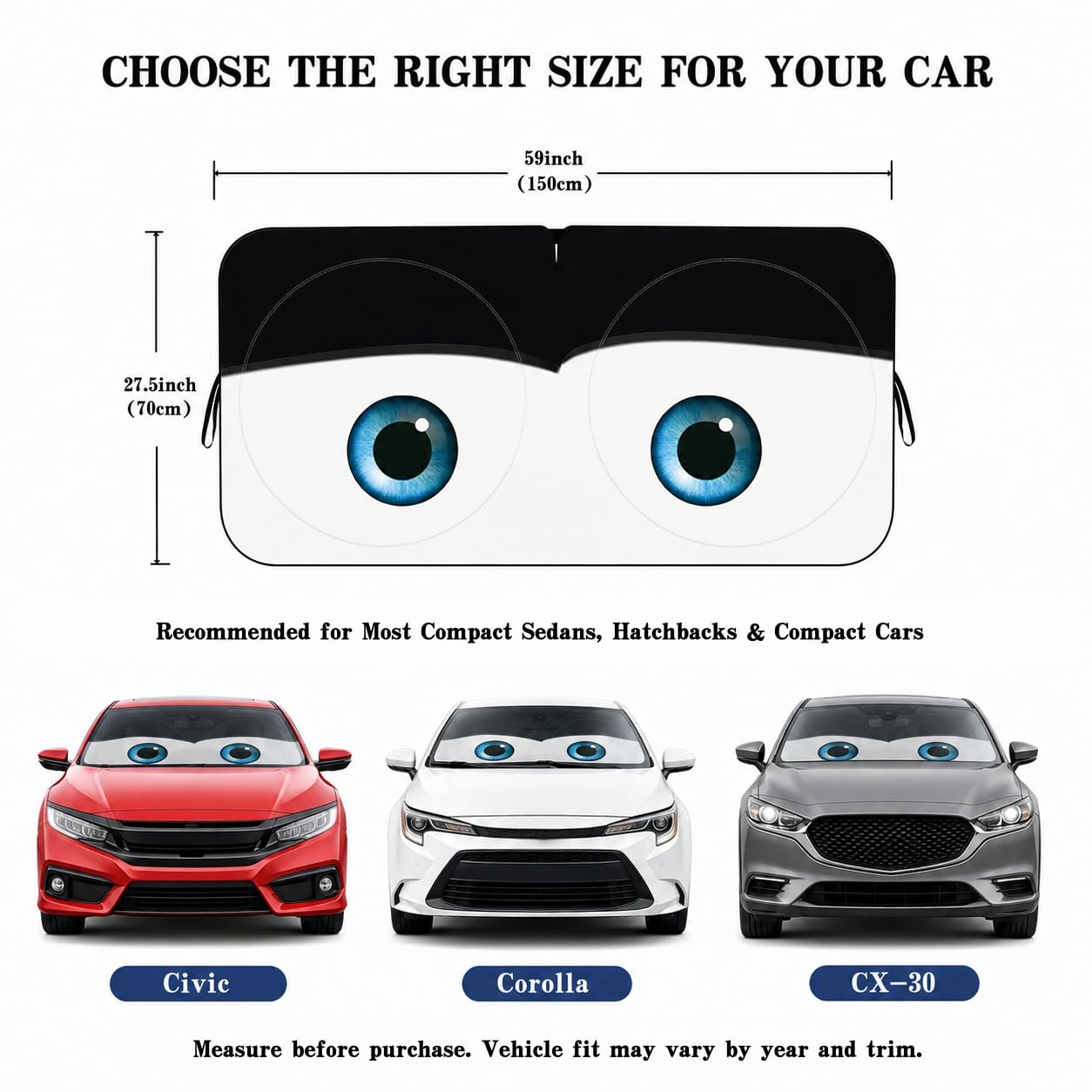 Parasol para Parabrisas de Coche, Ajuste Universal, Compacto, sedán, SUV