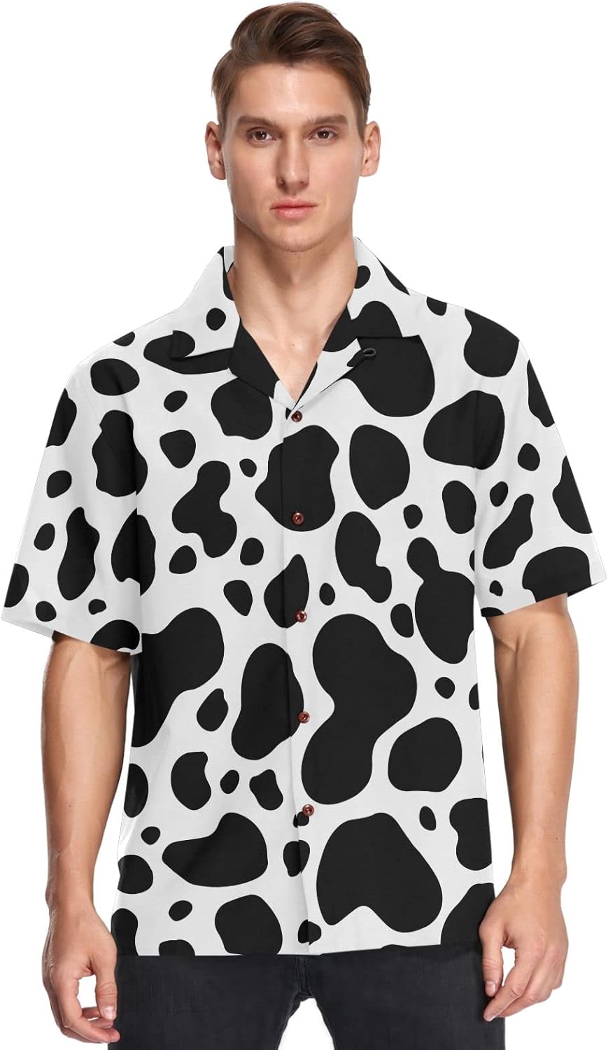 Fisyme Hawaiian Shirt for Men Loose-Fit Short Sleeve Button Down Beach Casual Shirts