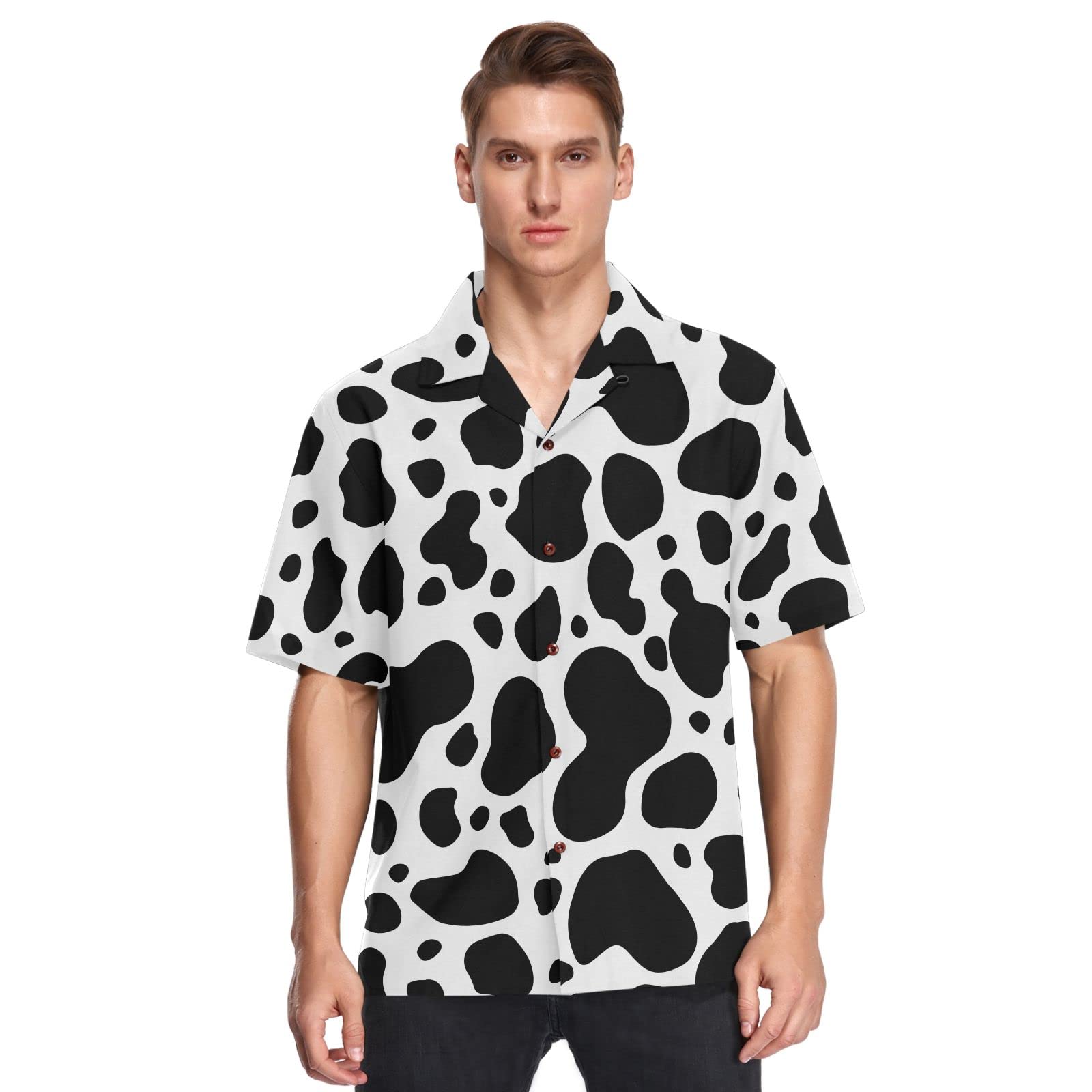 Fisyme Hawaiian Shirt for Men Loose-Fit Short Sleeve Button Down Beach Casual Shirts