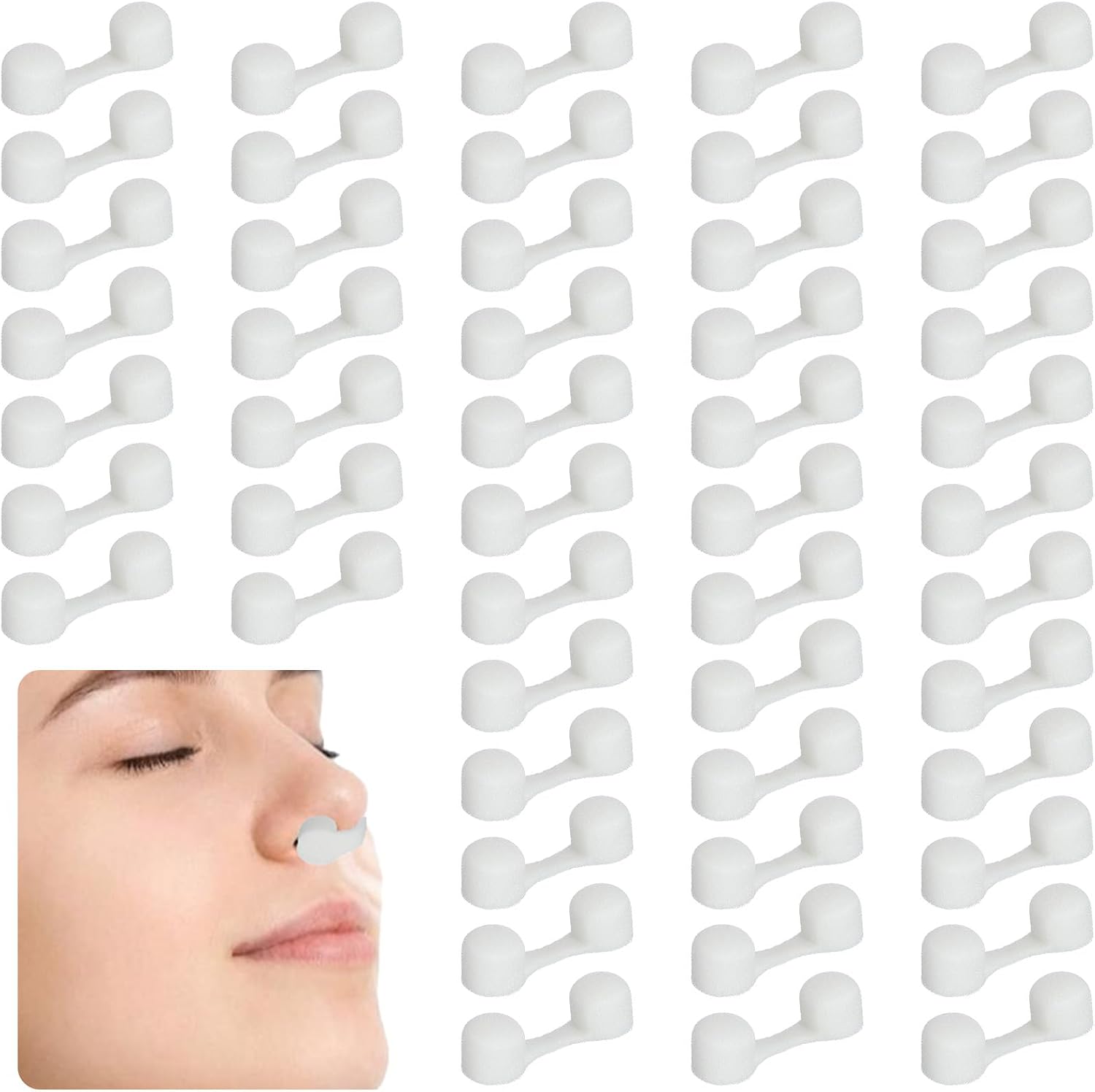 50Pcs Nose Plug Filters, Bulk Disposable Nose Dust Filters, Soft Sponge Nostril Filter for Women Men Spray Tanning Welding & Allergies Dust Construction Areas(White)