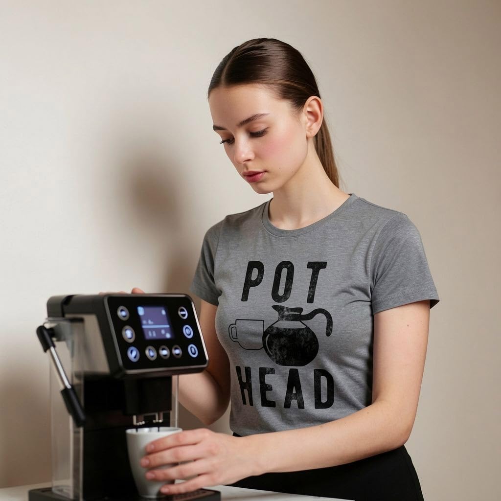 Womens Pot Head T Shirt Funny Coffee Sarcastic Cool Tee Caffeine Tee