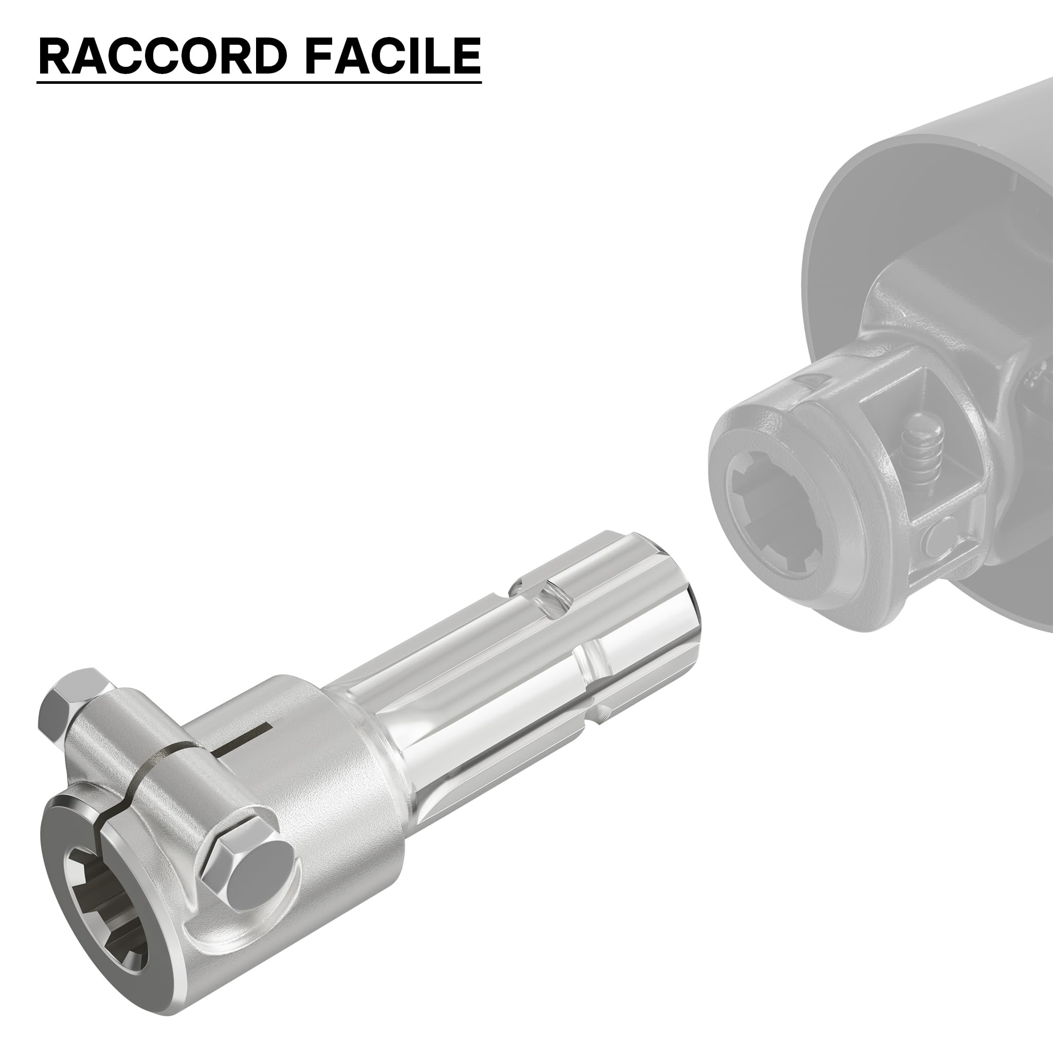 WilTec Manchon de Prise de Force Cardan - Longueur 175 mm - Raccord logement 1 3/8" 6D - Raccord Sortie 1 3/4" 6D - Ø 36 mm/44,37 mm - Arbre cannelé de Tracteur