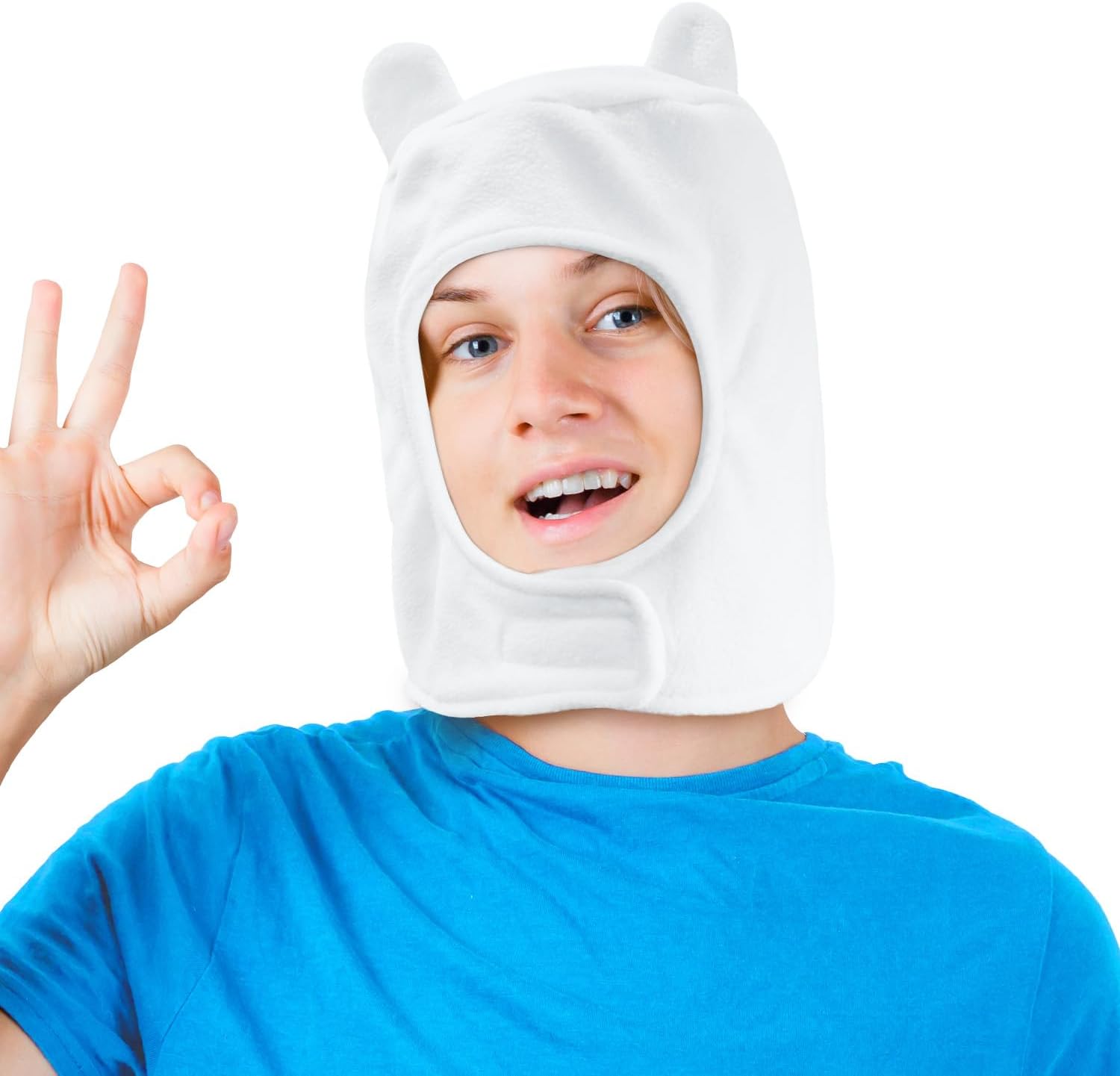 White Anime Cosplay Hat Bunny Ears Costume Cap Fantasy Explorer Dress-Up Accessory for Halloween Christmas Easter