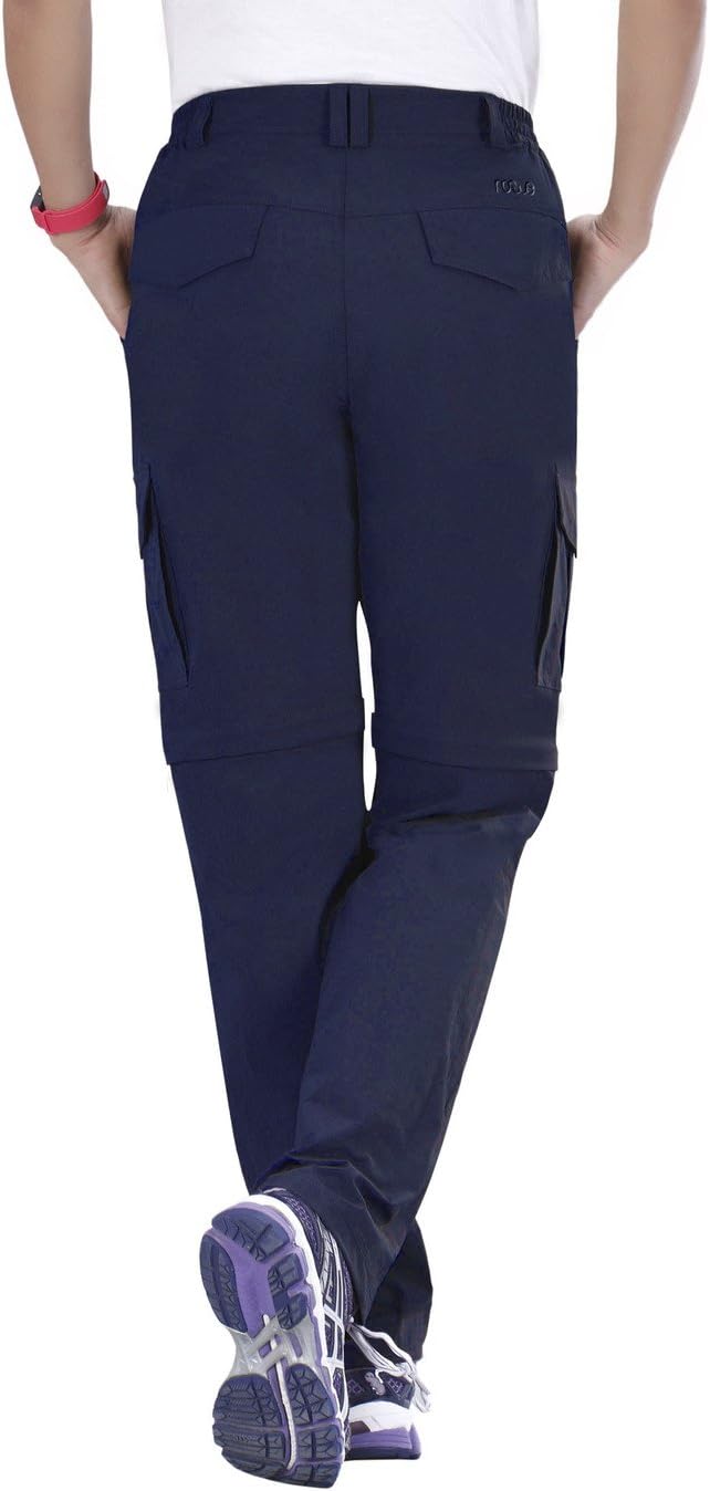 Nonwe Women's Quick Dry Elastic Waist Outdoor Sports Cargo Pants Blue S/32 Inseam