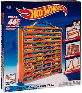 Hot Wheels Rack N' Track Cars & Toys Organizer Storage with 44 Compartments - IMPROVED - Toy Display Case, Multi-Coloured,...