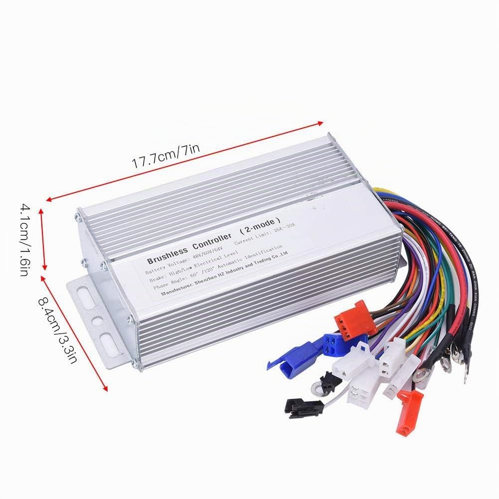Controlador de Motor eléctrico, MAGT 48V 60V 64V 1000W-1500W Controlador de Motor de Velocidad sin escobillas de Bicicleta eléctrica para Scooter eléctrico