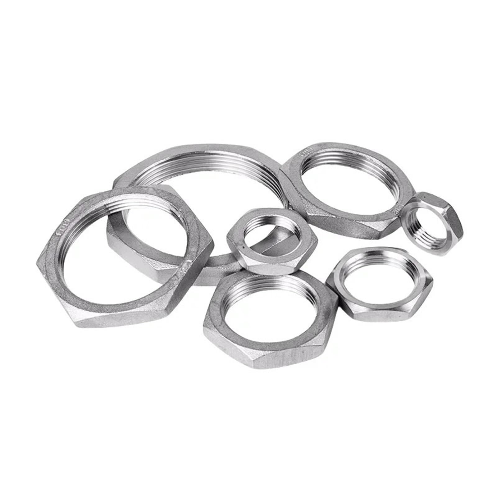 Adaptador de rosca BSP de acero inoxidable 304 con tuerca hexagonal para tuberías