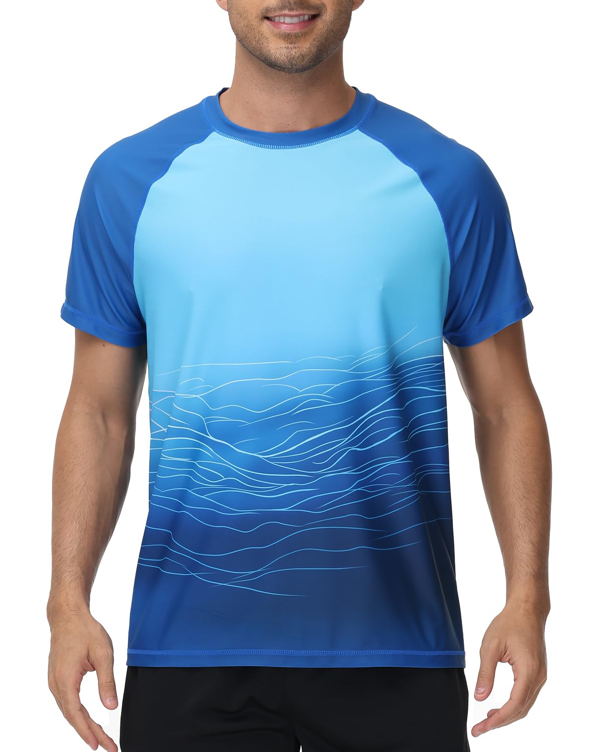 VAYAGER Camiseta de natación de manga corta para hombre, protección solar UPF 50+, de secado rápido, para agua, playa, protección solar