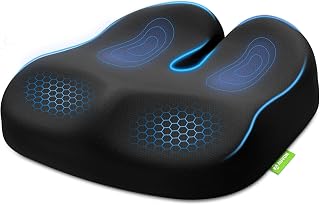 AUVON Cojín Coxis de Asiento Contorneado Ortopédico, Cojín Ergonómico para Silla Oficina y Coche - Cojin Viscoelastico, Aumenta la Comodidad al Sentarse, Mejora la Circulación, Alivia el Coxis