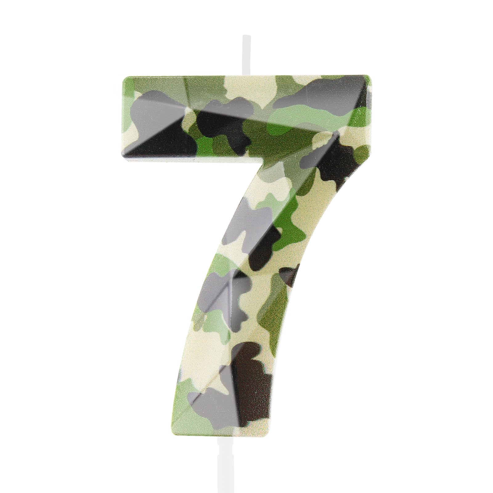 Hongplus 3D Camo 7th Birthday Candles Number 7 Candle Army