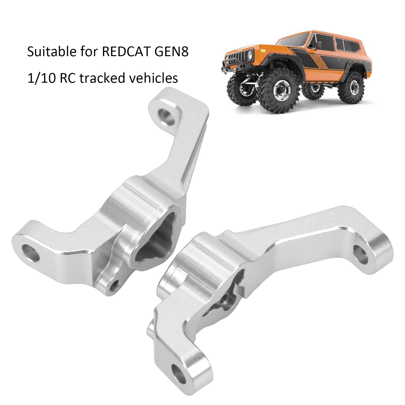 Shipenophy Hub Caster Mount, Wearresistant Caster Blocks 2PCS Rustproof Aluminum Alloy Front C Hub Caster for RC Tracked Vehicles for Redcat Gen 8 1/10 RC Car Accessories(Silver)