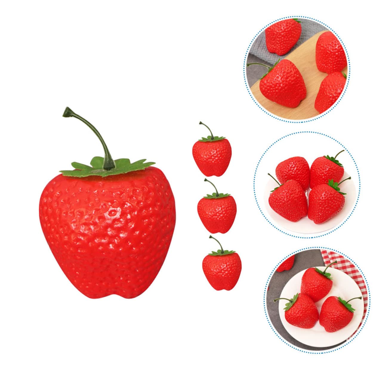 DECHOUS 4 Sätze Simulation Große Erdbeere Gefriergetrocknete Erdbeeren Erdbeersamen Künstliche Erdbeeren Attrappen Für Desserttische Lebensechte Früchte Gefälschte Erdbeere Rot 4 Stück * 4