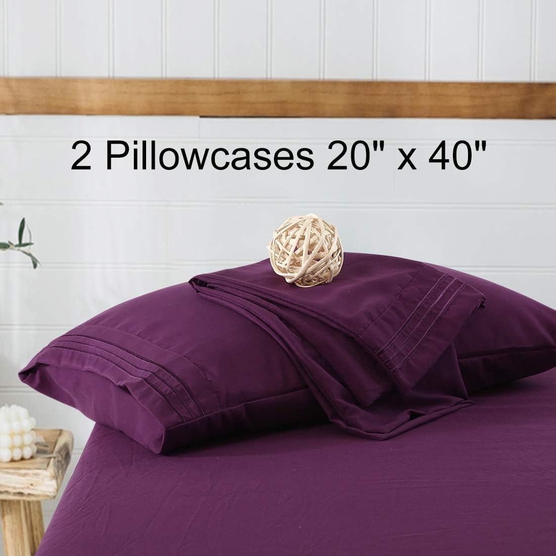ABAKAN Bed Sheet Set King Size Super Soft 4 Piece Bedding Sheet Smooth Microfiber 1800 Thread Count Luxury Premium Cooling Sheets Breathable Fade Resistant Deep Pocket (King, Purple)