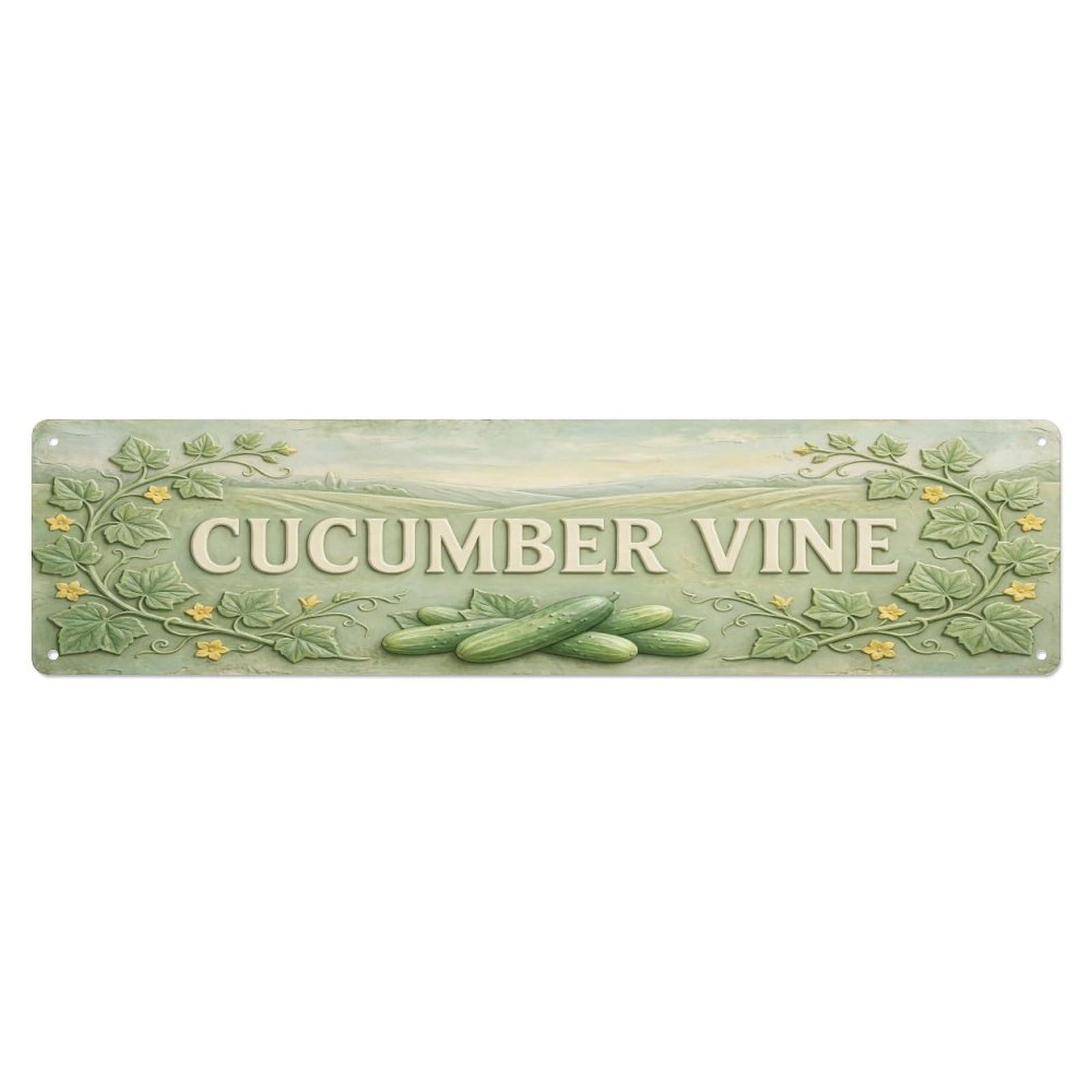 Olhnbad 4X16inch(10X40cm) Vintage Cottagecore Garden Cucumber Vine Relief Metal Tin Sign