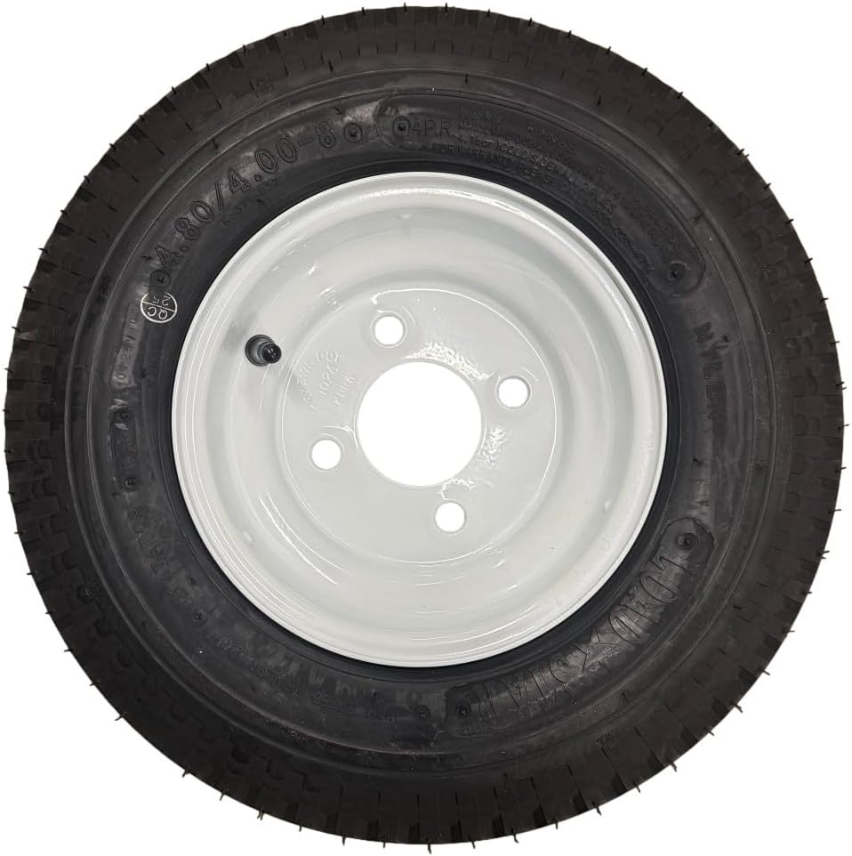 4.80-8 White Wheel | 4 on 4" Bolt Pattern | Load Range B (4ply)