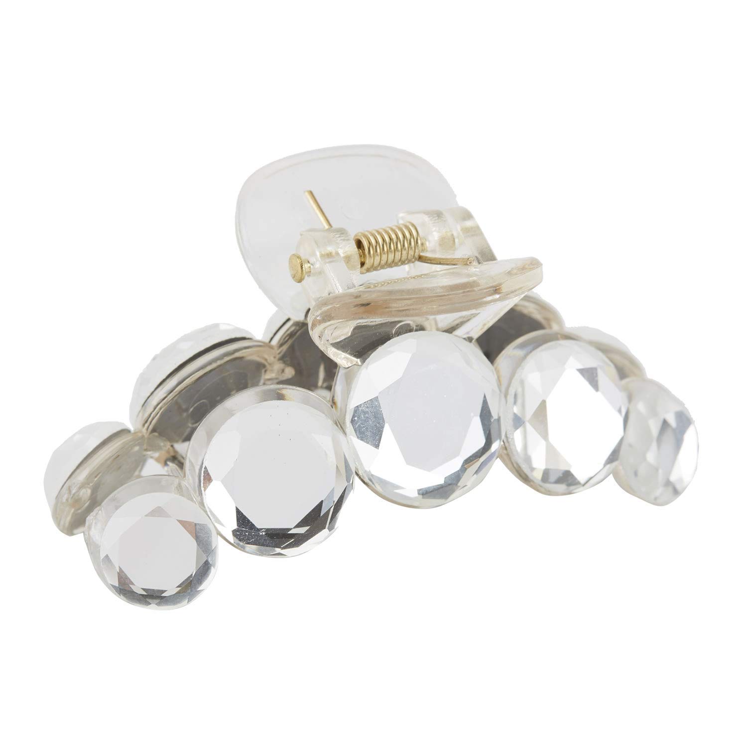 Lawie 4 Pack Clear Gold Blue Brown Crystal Gems Glitter Sparkly Fancy Plastic Octopus Hair Claw Clips Bling Jeweled Jaw Barrettes Hair Grips Clamps Buns Decorative Hair Accessories for Women Girls