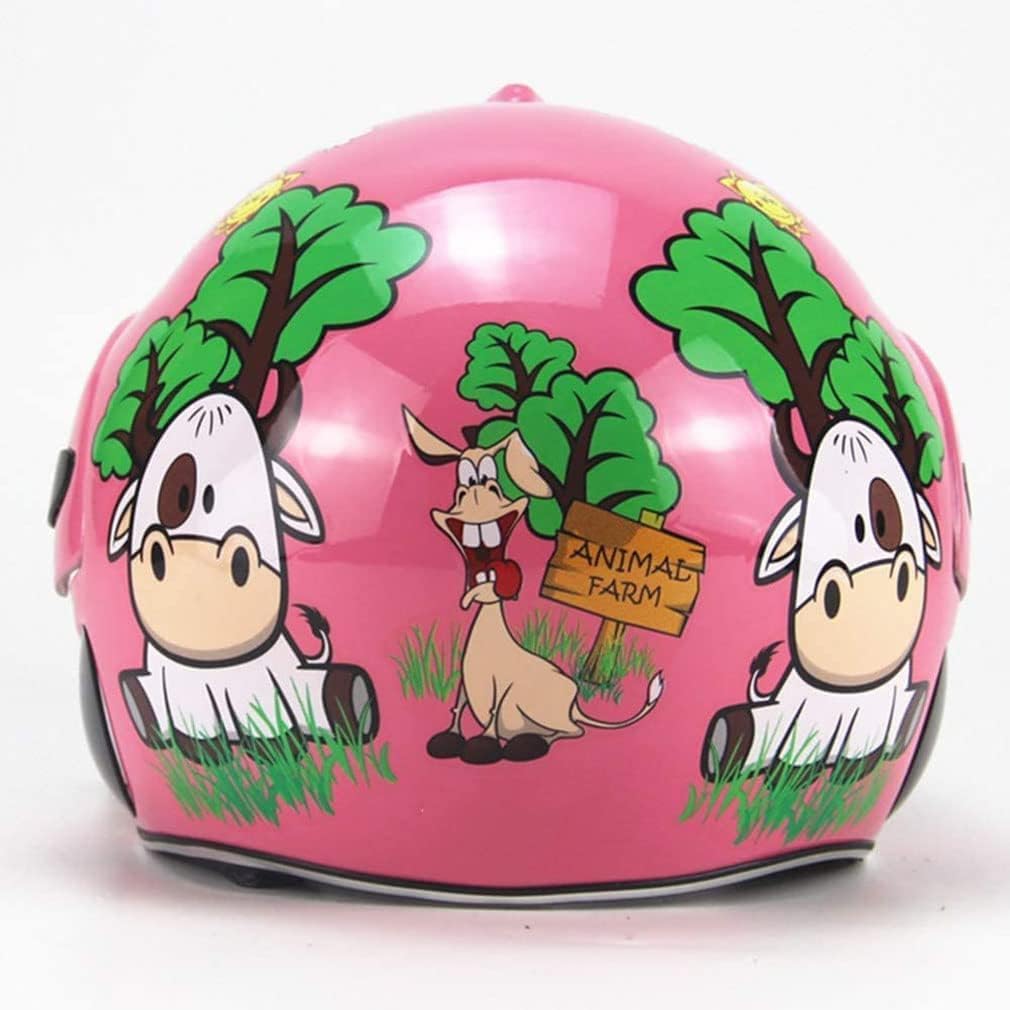 Summer Cute Cartoon Kids Motorcycle 3/4 Half Helmet,DOT Approved Boys Girls Street Motorbike Open Face Cool Children's Helmets for Moped Dirt-Bike Helmet Go-Kart 4-14 Ages (E,One Size)