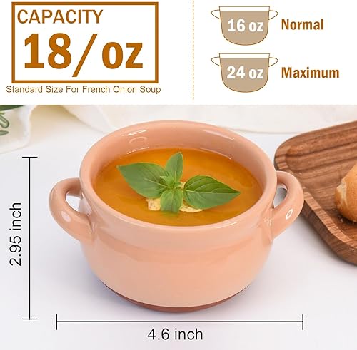 Miniatura 3 de Tazones de sopa de cebolla francesa, cuencos de sopa de 16 onzas con asas, platos de sopa de cerámica para chile, cereales, cereales, tartas de sopa