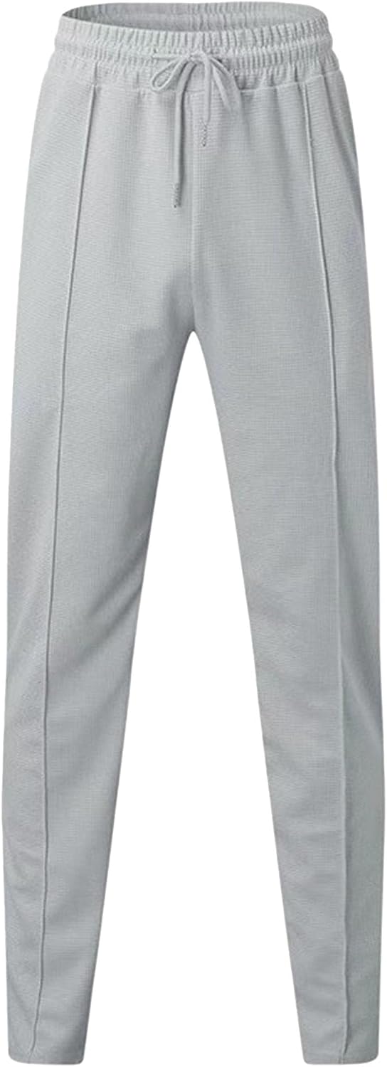 Men's Drawstring Straight Leg Athletic Pants Casual Elastic Waist Outdoor Trousers Comfort Trendy Summer Sweatpants