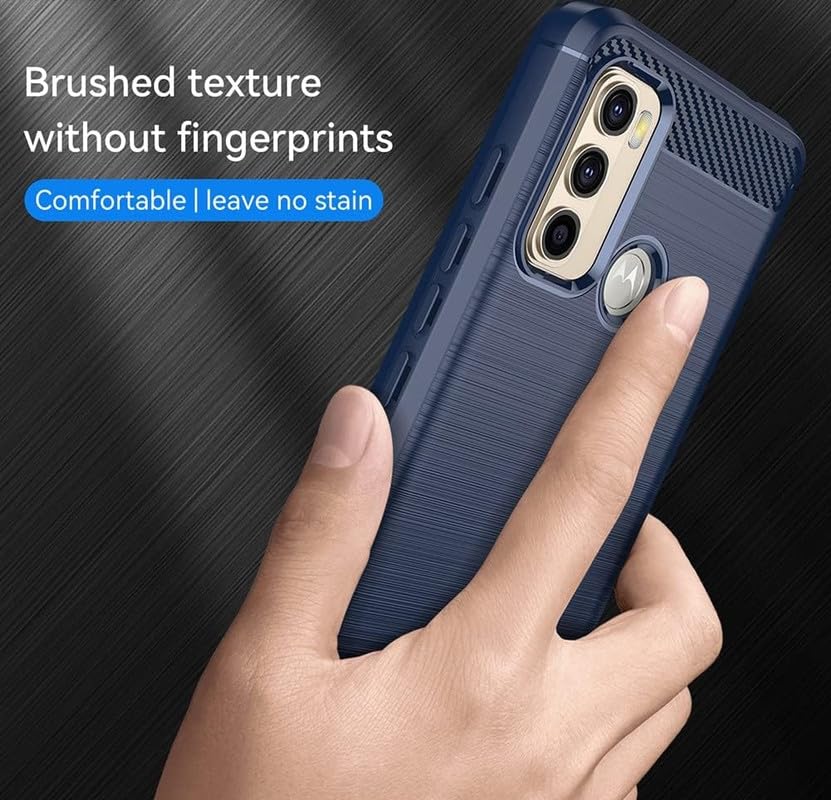 Image of NPRC Hybrid Ultra Slim Protective Case TPU Non-Slip Carbon Fiber Texture Shockproof Case Cover for Moto G40 - Blue