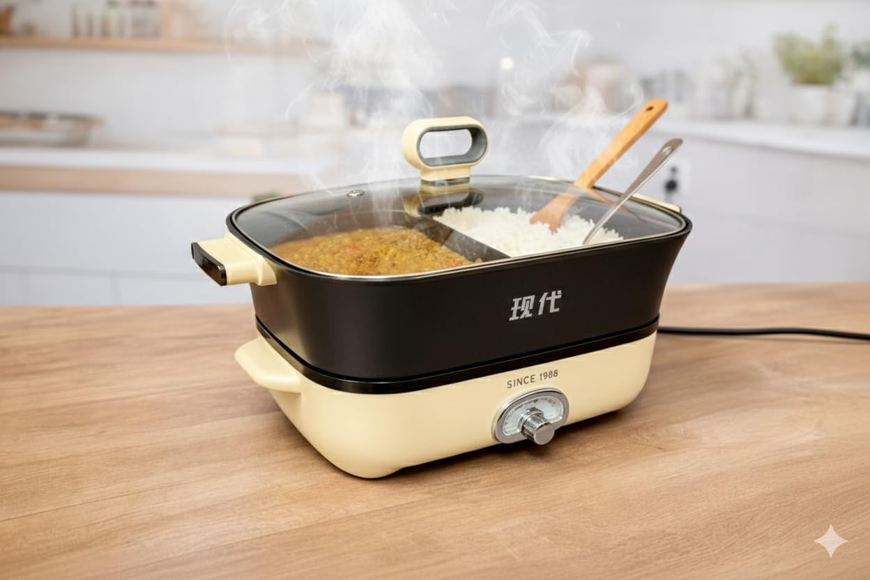 Food Party Hot Pot Electric Hotpot Separable Shabu Shabu Pot with Divider Hotpot Cooker Electric Dual Sided 110V 1500W Non-Stick 4L Fondue Pot for 2-6 People-image-29