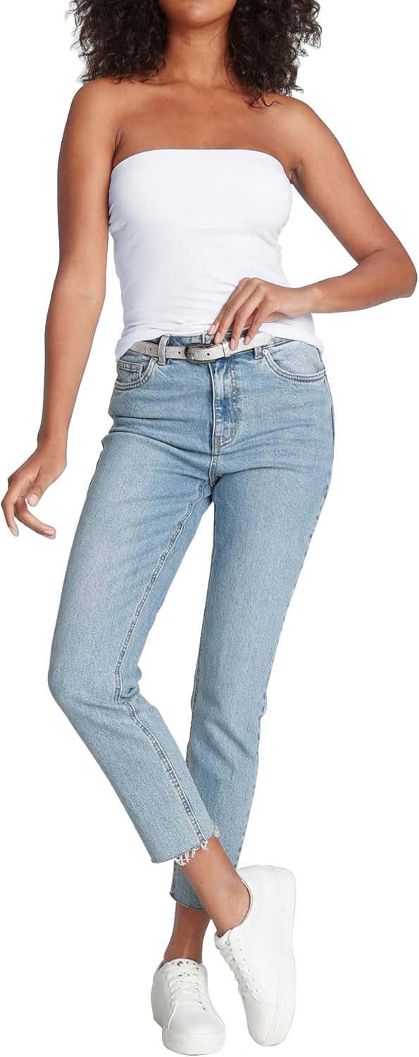 Cotton Tube Tops for Women Summer Cute Strapless Shirts Stretchy Basic Bandeau 3 Pack - Image 4