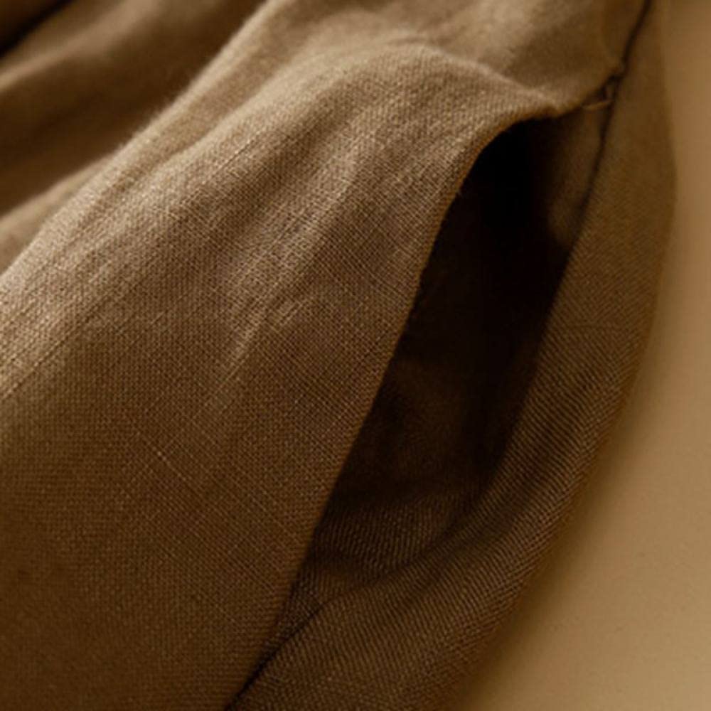 Gonne da Donna,Gonna Lunga da Donna Gonna A Pieghe in Lino retrò Elastica A Vita Alta Cachi con Tasche Gonne Lunghe Casual con Volant Increspato A-Line per Ragazze Signore,M