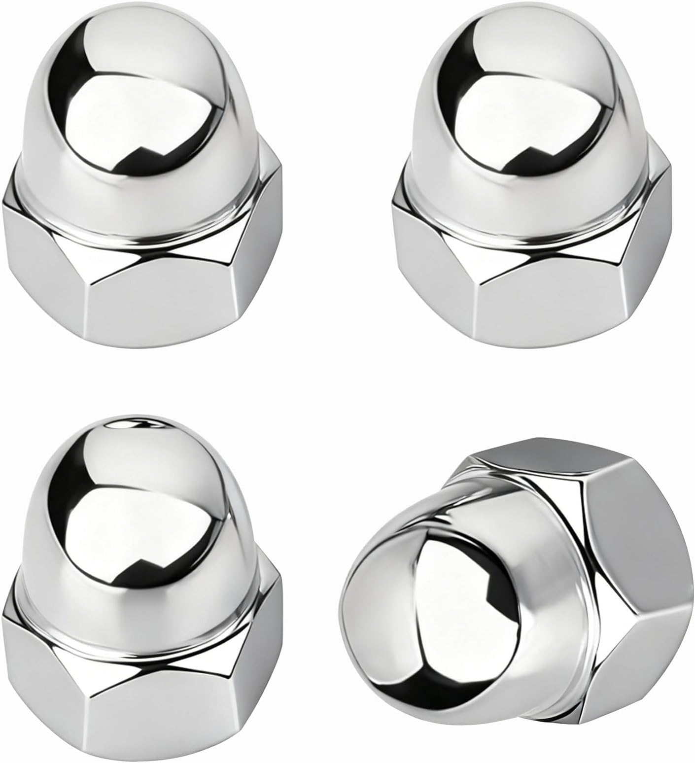 License Plate Retainer Nuts/Screws Compatible with Volvo XC90/ S60/ S40/ S90/ V60/ V90 (Screws onto Existing Stud) - Tall Dome Stainless Steel 18-8 (304) License Plate Screw Caps - 4 PCS