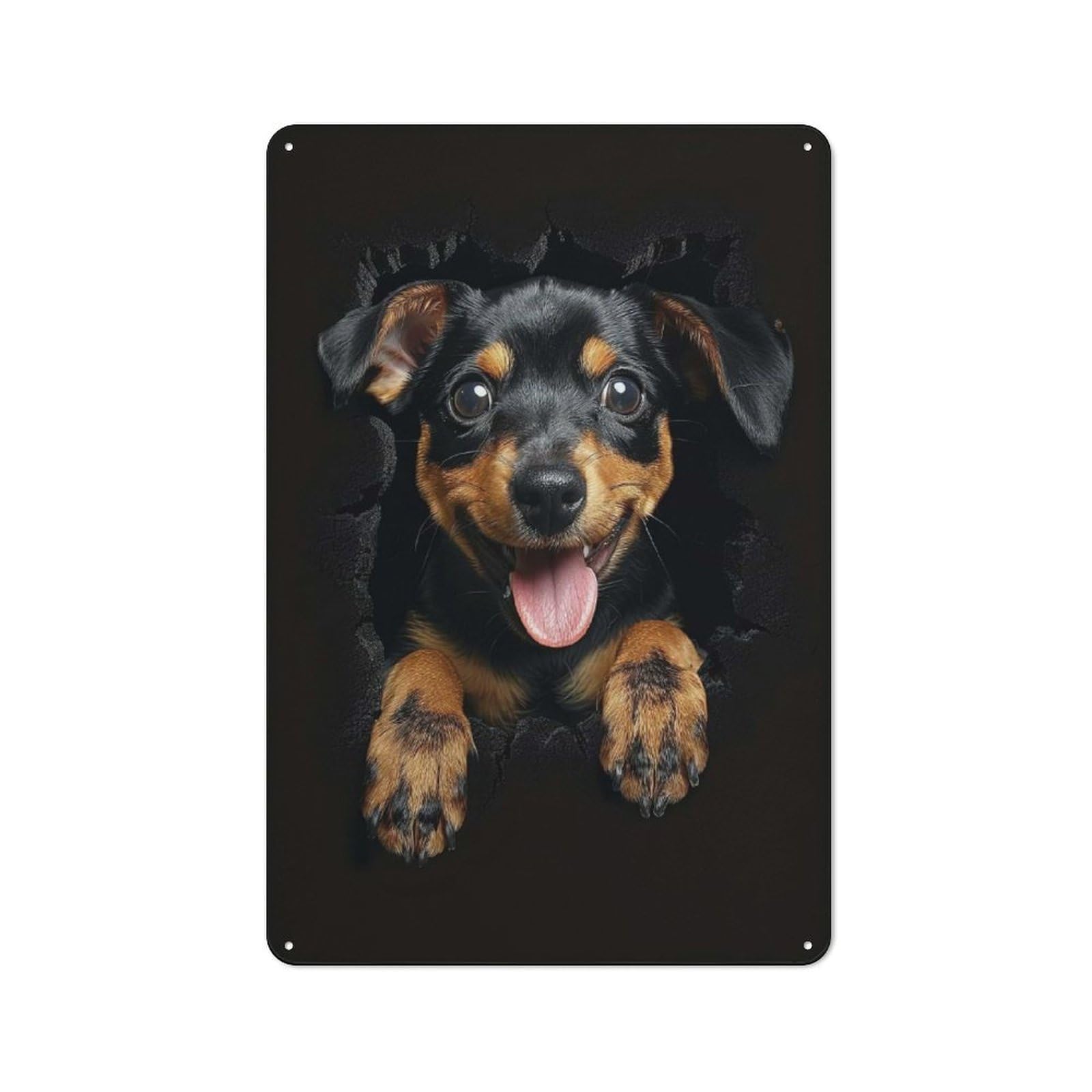 Urban Metal Wall Art Sign 30x20cm Featuring Miniature Pinscher, Urban Room Decor for Modern Home, Workshop, Office Or Cafe