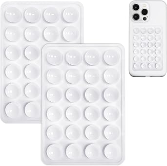 Anteel 2 Pack Silicone Suction Phone Case Mount, Non Slip Sticky Phone Grip for Cellphone, Silicon Adhesive Suction Cup Phone Mount, Strong Grip Holder for Selfies and Videos White