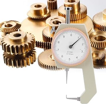 Kalınlık Ölçer Gümüş 0-10 mm Hassas Doğruluk Yuvarlak Kadran Göstergesi Kalınlık Ölçer 0,1 mm Çözünürlük (Eğimli uç)