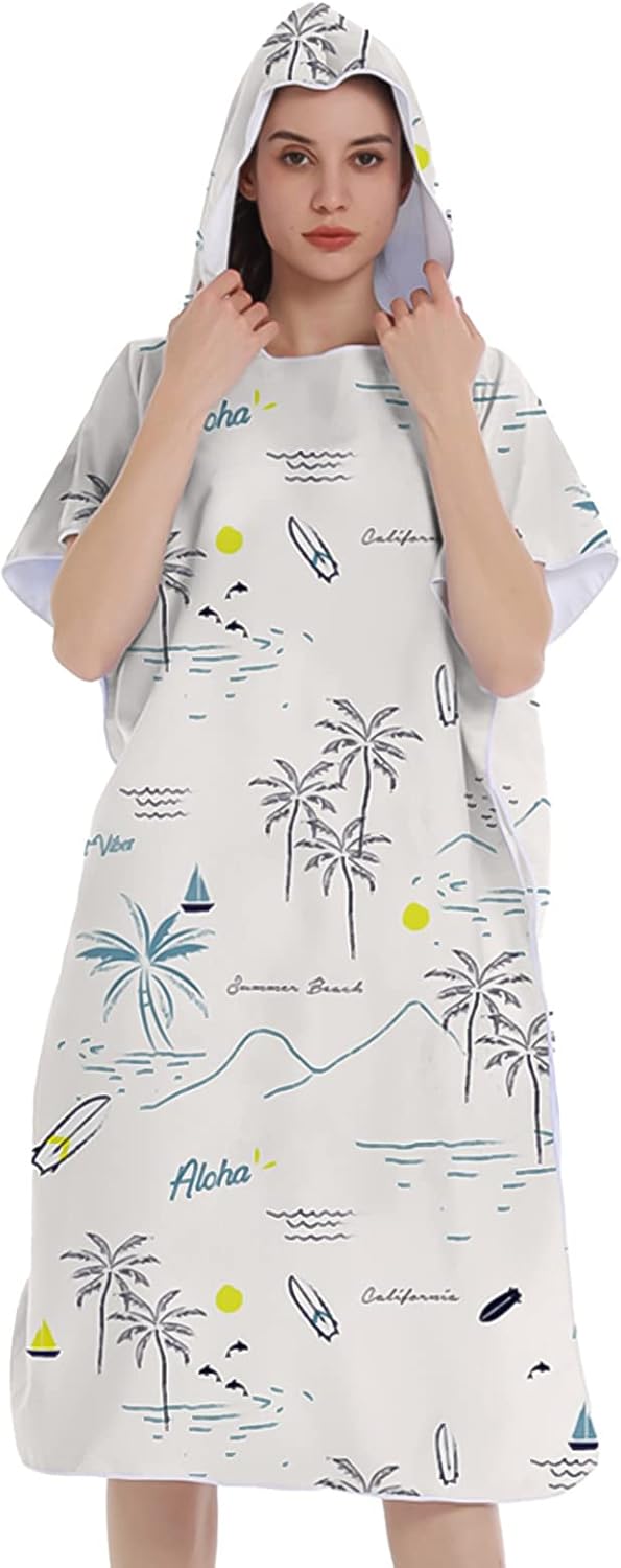 Changing Robe Hooded Colorful Print Microfibre Changing Towel Quick Dry Towelling Robe Towel Poncho Beach Surf Swim