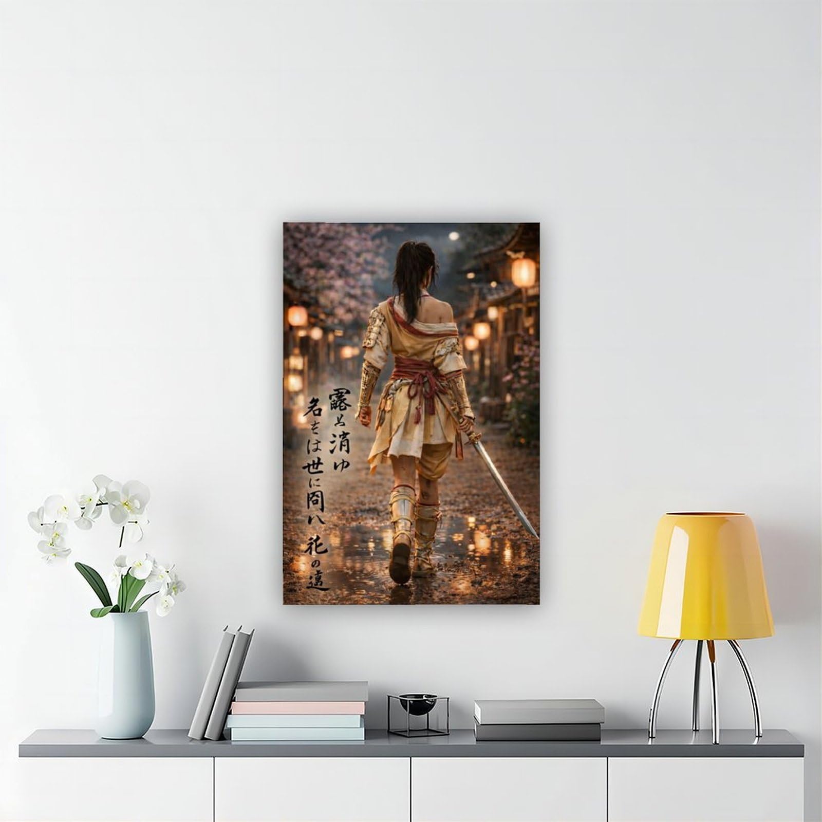 Poster su tela giapponese samurai femminile (35), decorazione per camera da letto, ufficio, stanza, regalo, 50,8 cm L x 76,2 cm W