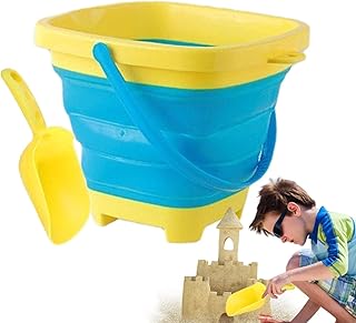 Collapsible Sand Bucket - with Sand Shovel Kids Bucket,Foldable Pail Bucket, Collapsible Multi-Purpose Buckets for Beach, Camping Gear, Summer Beach Parties