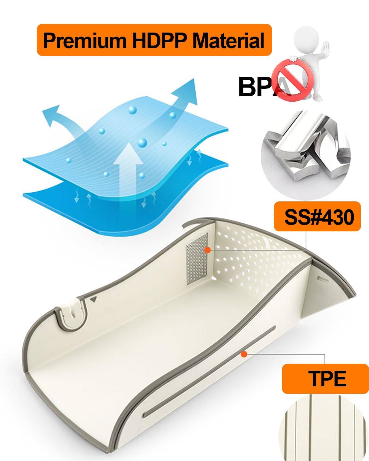 Tagliere pieghevole multifunzione – 6 in 1 utensile da cucina 100% senza BPA lavabile in lavastoviglie include grattugia smerigliatrice e affilacoltelli – ideale per campeggio e uso domestico