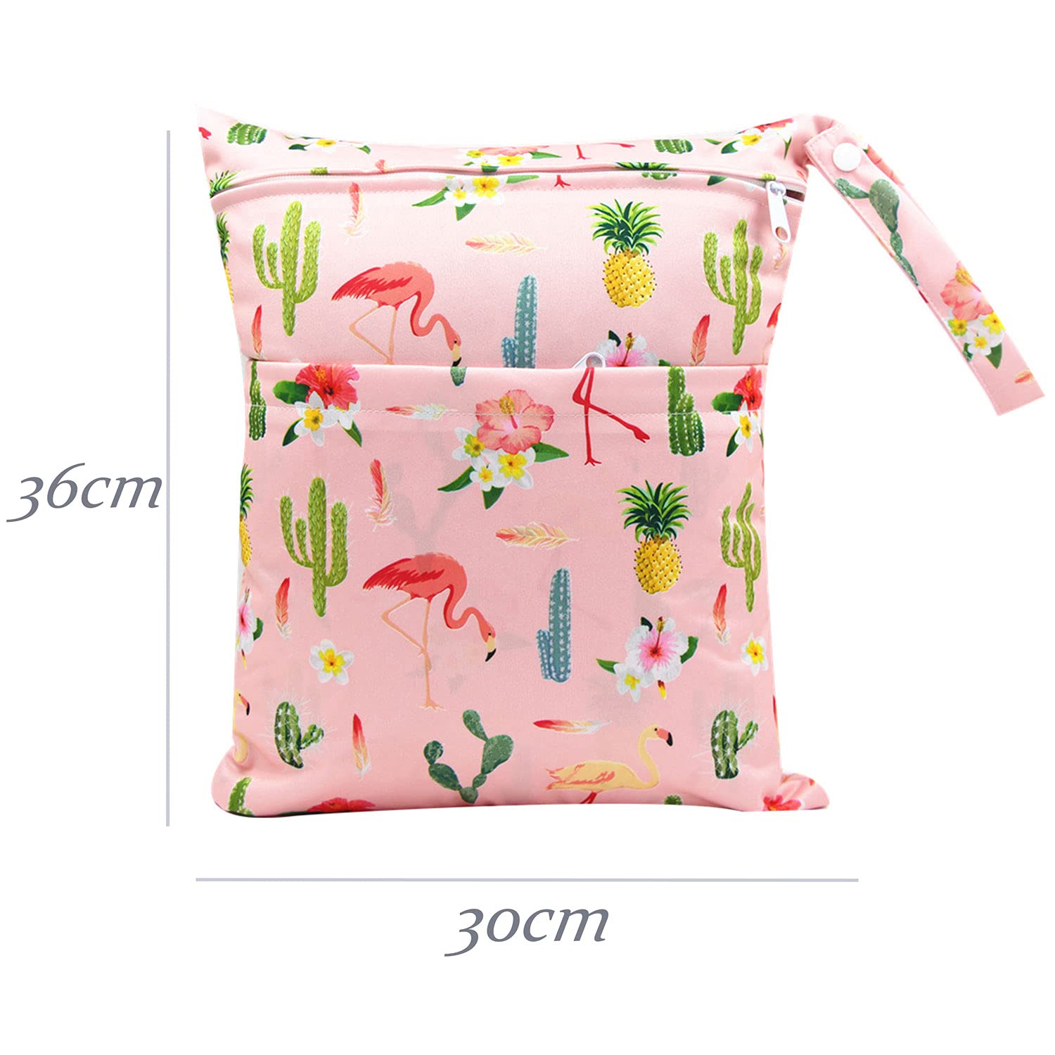 Sac à Couches Lavables, Sac Couches, Réutilisable Wetbag Sac Etanche Organisateur de Couches de Voyage Accrochable Double Fermeture éclair, Sac Fourre Tout pour Bébé, Plage Piscine Gym (Rose)