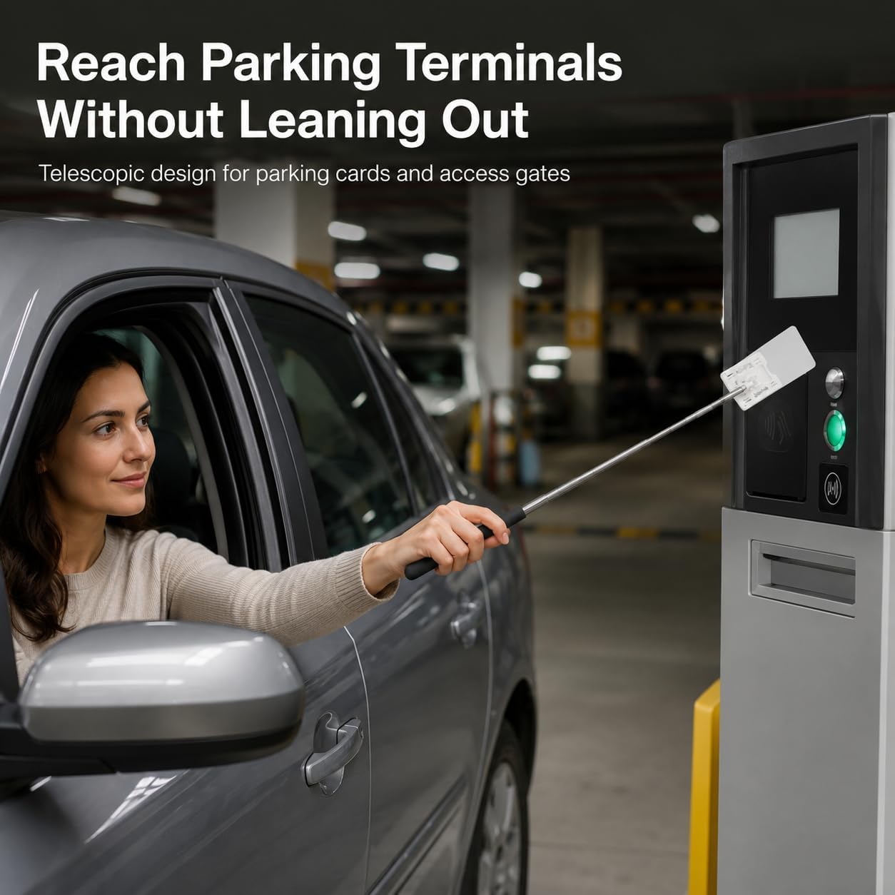 2pcs Telescopic Card Holder, Parking Card Extension Stick, Adjustable Vehicle Swiping for Contactless Car Toll Payment Convenient