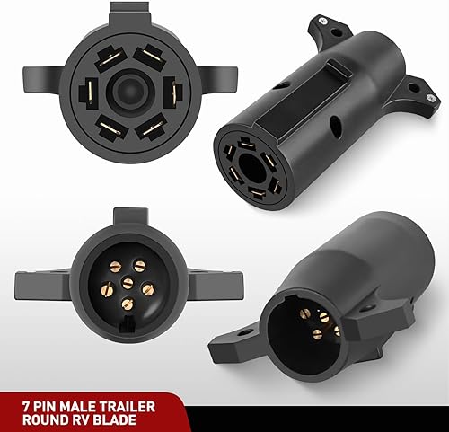 Miniatura 75 de Nilight Enchufe de remolque RV de 7 pines, extremo macho resistente, 7 vías redondo, receptáculo de empalme, accesorios de repuesto para enganche