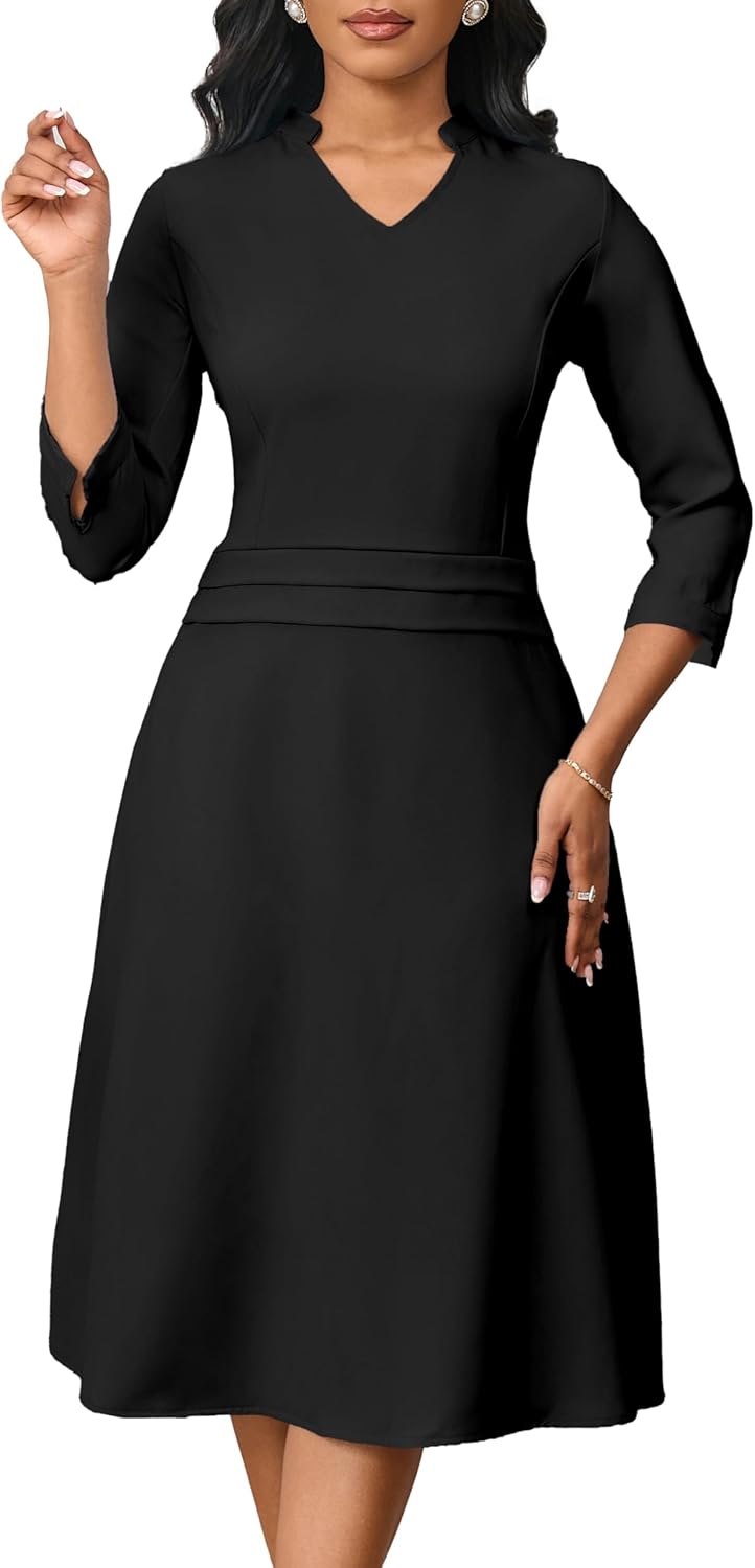 INR Dress for Women Dinner Dress Formal Fit and Flare Elegant Wedding Guest Cocktail Party and Work Dresses - Image 2