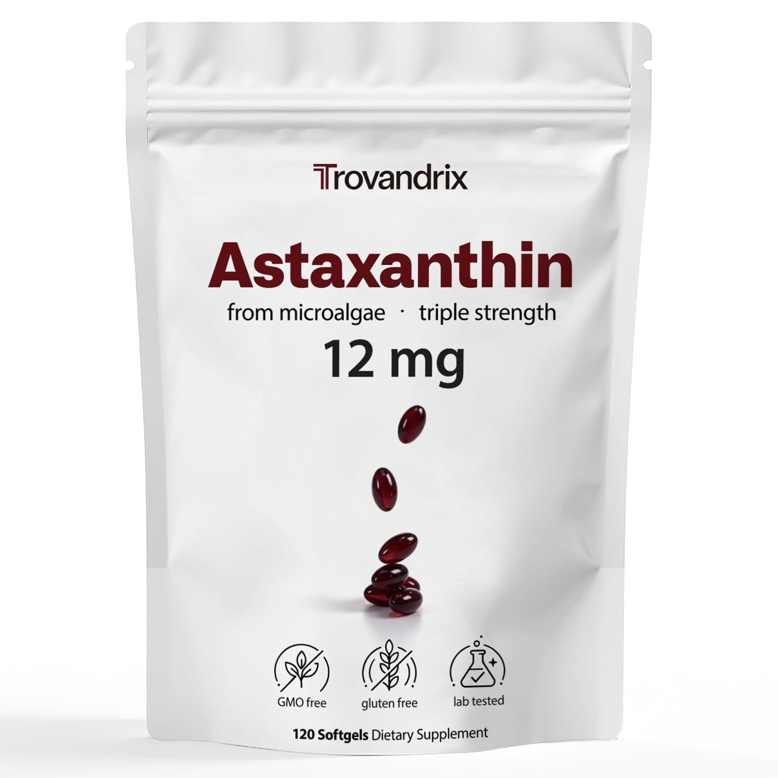 Astaxanthin 12mg with MCT Oil - 120 Softgels, 4 Month Supply, Astaxanthin Supplements Antioxidant Support for Eye, Immune & Skin Health, Non-GMO