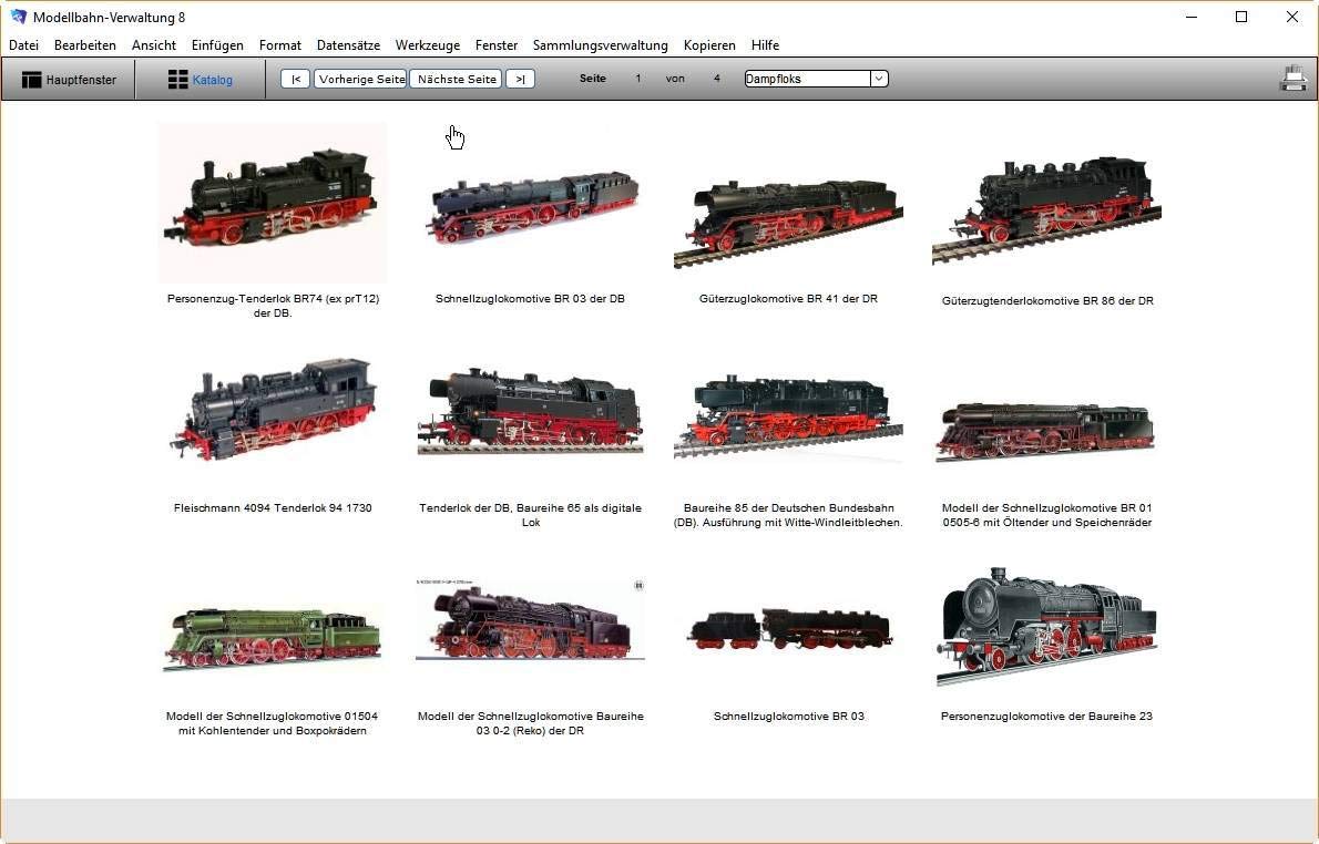 GS Modellbahn-Verwaltung 8 - Software zur Verwaltung von Modellbahnsammlungen - Datenbank Programm für Modellbahnen