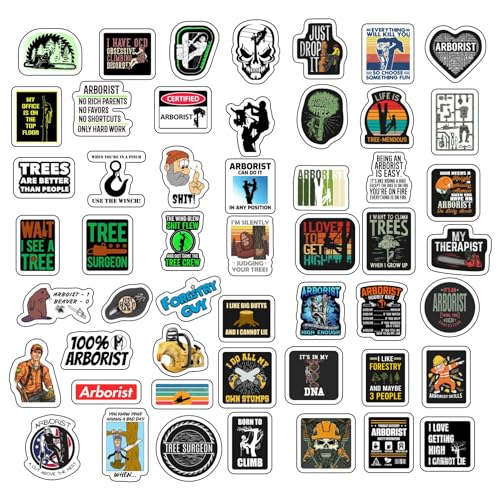 Image of 100Pcs Arborist Stickers for Water Bottle and Laptop - Nature Party Favors & Decorations, Waterproof Vinyl Tree Decals, Arborist and Forestry Stickers Laptop Decals, Gifts for Women & Men