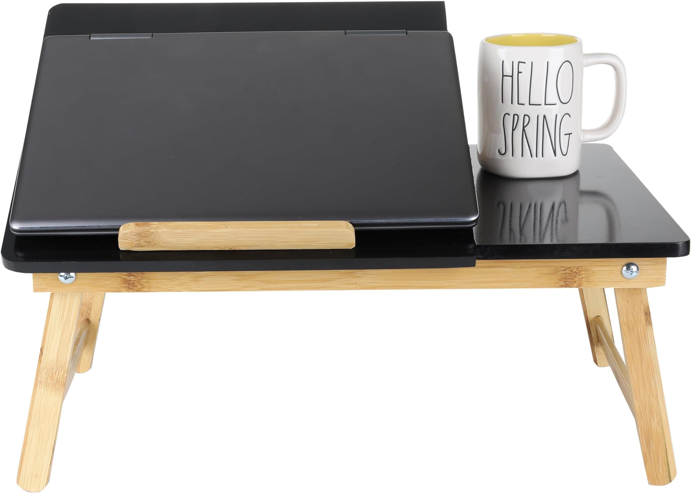 Mind Reader Lap Desk Laptop Stand, Bed Tray, Dorm Room, Folding Legs, Rayon From Bamboo, 21.25"L x 13.19"W x 8.25"H, Black
