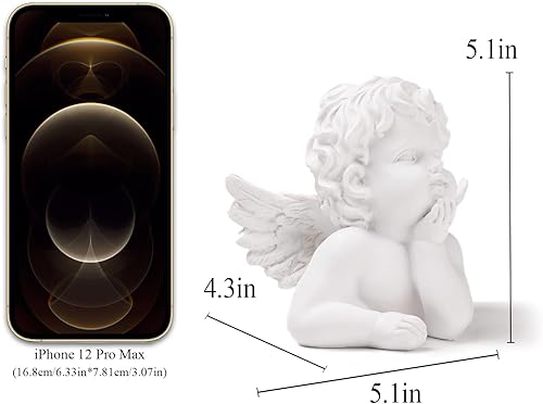 Miniatura 2 de BRABUD Estatua de ángulo blanco de resina estatua de querubín rezando interior al aire libre hogar jardín alas ángel decoración figura colección 5.1