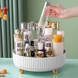Tundala Organizador de Maquiagem e Perfume, Rotação de 360 Graus, Estilo Minimalista, Branco