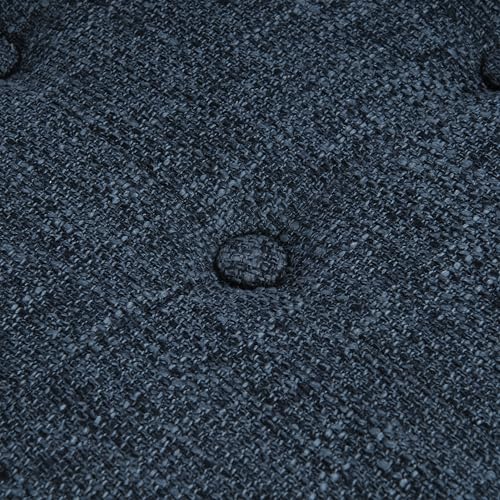 Image of HomePop Square Tufted Storage Ottoman - Textured Navy, Small