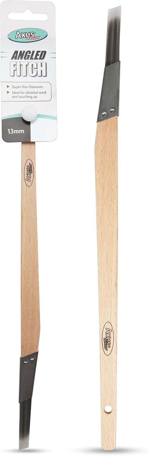 Axus Decor Angled Fitch Paint Brush (Grey Series) - 13mm - for All Paints, Filaments, for Detailed Work & Touching Up, Comfortable Handle, Rust-Resistant Stainless Steel, Grey