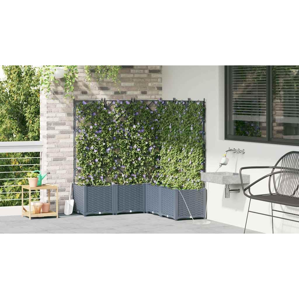 Lot de 5 pots de fleurs de jardin en plastique Gris clair 120 x