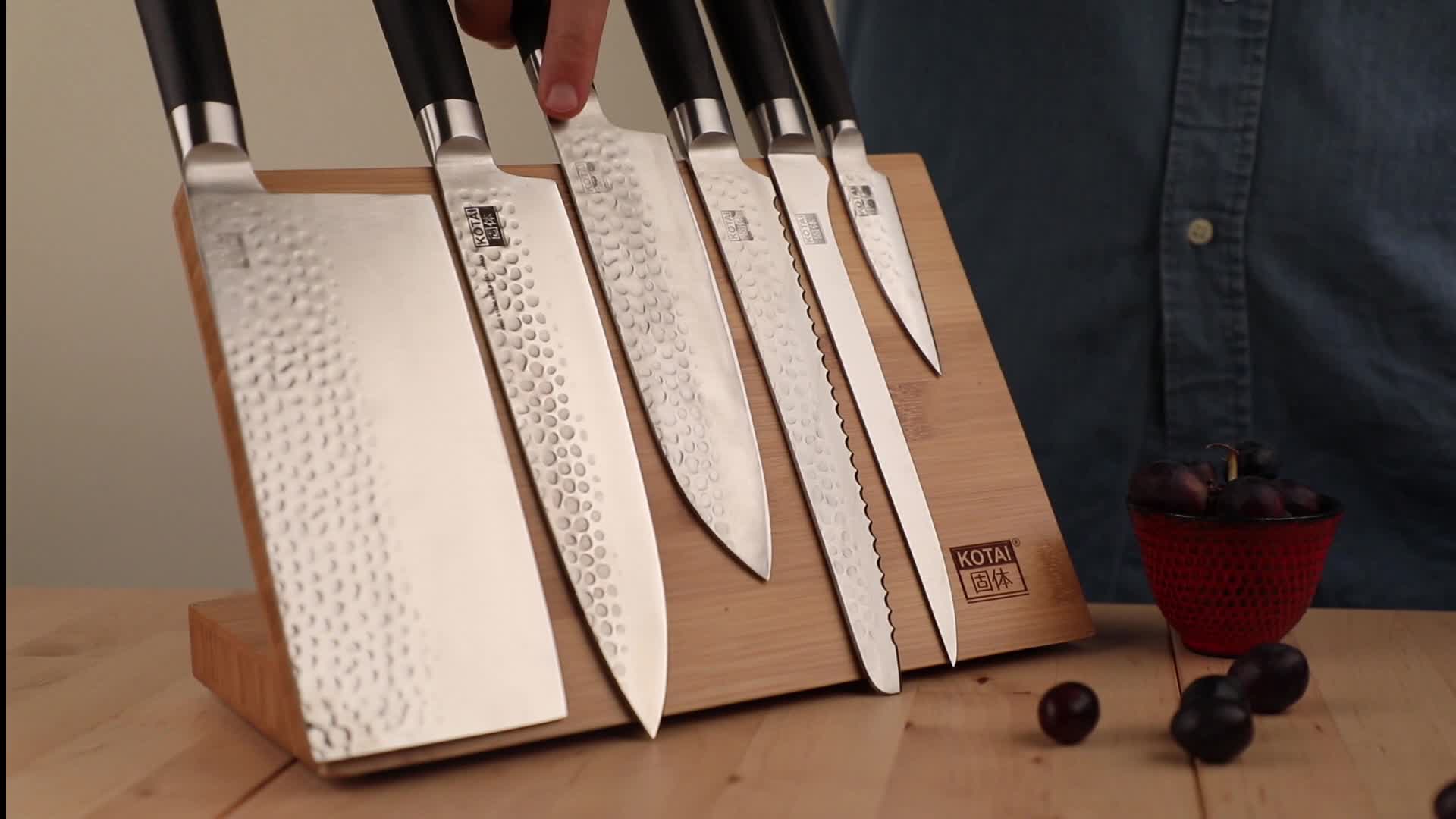 Portacoltelli Magnetico In Bambù KOTAI – Pieghevole, Fatto A Mano, Per 6-8 Coltelli, Senza Graffiare Le Lame