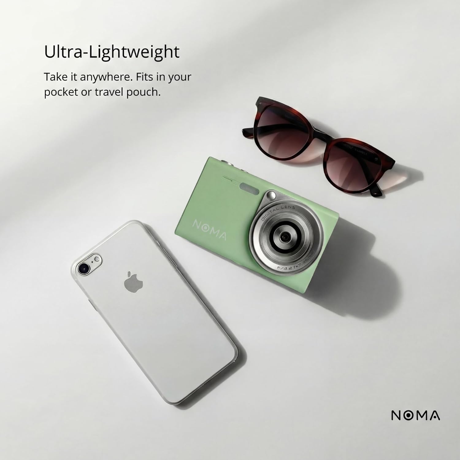 Noma Vintage Digital Camera – Retro Point and Shoot Digital Camera with 48MP Autofocus, 4K Video, Compact Pocket Camera for Travel, Kids & Beginners, SD Card Reader Included (Green)